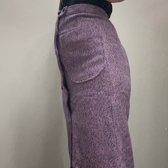 Vintage Herring Bone Purple Midi Skirt - Picture 7 of 8